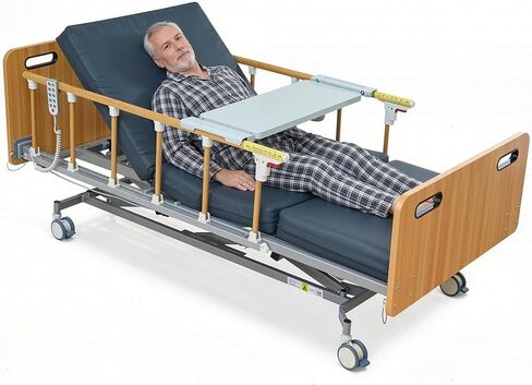 سرير مستشفى كهربائي كامل من Careboda للاستخدام المنزلي - 5 وظائف قابلة للتعديل مع محرك ألماني، مرتبة إسفنجية من البولي يوريثان مقاس 4 بوصات، قضبان أمان قابلة للطي، جهاز تحكم عن بعد، طاولة فوق السرير، ارتفاع 9.4 بوصة - 28.5 بوصة، يصل إلى 530 رطلاً in Kuwait