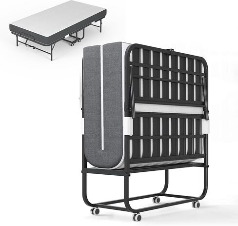 Folding Bed with Mattress,Rollaway 5-Inch Memory Foam Foldable Guest Bed for Adults,500lbs Capacity with Storage Cover and Sturdy Metal Frame,Side Storage Pocket,75"*31" in Kuwait