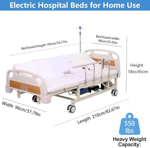 Premium 10 Function Full Electric Hospital Bed with Lateral Tilting for Home Use, Hospital ICU Bed with Fully Adjustable, Remote Control, Quiet Wheels, IV Pole, Dining Table Board, 550LBS Loading in Saudi Arabia