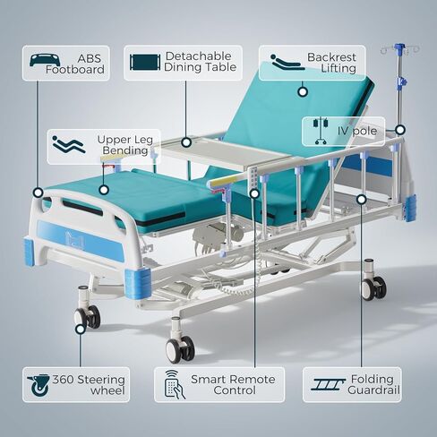 𝟐𝟎𝟐𝟔 𝐍𝐞𝐰 𝐔𝐩𝐠𝐫𝐚𝐝𝐞 3 Function Full Electric 600LBS Hospital Bed, Medical Equipment, Hospital Beds for Home or Hospital Use, Frame, Adjustable Medical Bed for Seniors in Saudi Arabia
