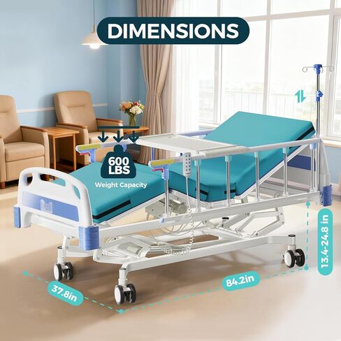 𝟐𝟎𝟐𝟔 𝐍𝐞𝐰 𝐔𝐩𝐠𝐫𝐚𝐝𝐞 3 Function Full Electric 600LBS Hospital Bed, Medical Equipment, Hospital Beds for Home or Hospital Use, Frame, Adjustable Medical Bed for Seniors in Saudi Arabia