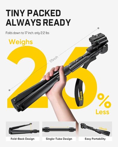 Fanttik DT10 Pro Laser Level Tripod, 2.2 Lbs Lightweight, 360° Flexible Pan Head, Quick Release Plate with 1/4"-20 Thread Mount, for Measurement Tools in Kuwait