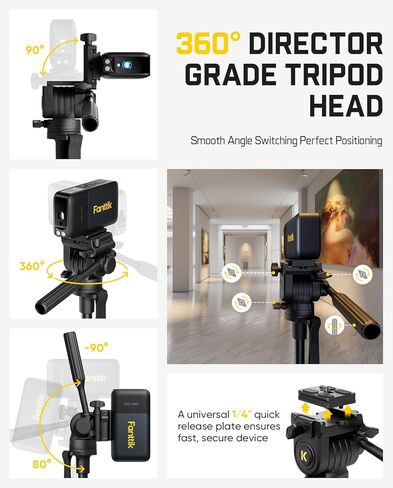 Fanttik DT10 Pro Laser Level Tripod, 2.2 Lbs Lightweight, 360° Flexible Pan Head, Quick Release Plate with 1/4"-20 Thread Mount, for Measurement Tools in Kuwait