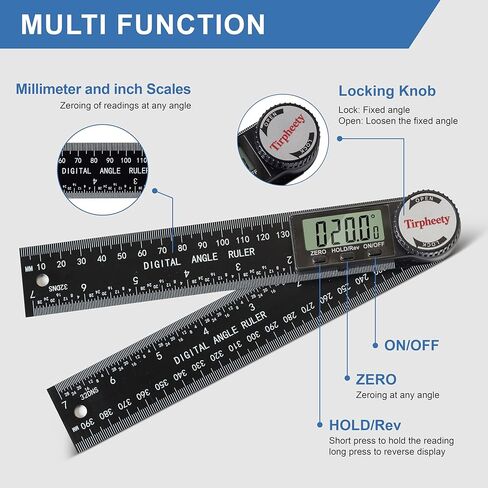 Digital Angle Finder Protractor, 3rd Generation Quick Display Angle Gauge Ruler, 7-Inch (200mm) Professional Measuring Tool for Woodworking, Carpentry, and Construction(plastic） in Kuwait