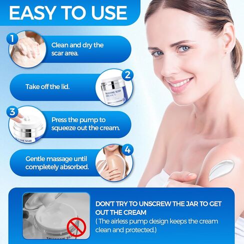 Scar Cream, Silicone Scar Gel, Professional Scar Removal Cream for Surgical Scars, Stretch Marks, Keloids, Burns, Acne, Old and New Scars, 1.76 oz (50ml) in Kuwait
