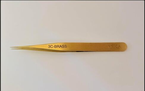Brass Tweezer, 3C-BR, Viola, Antimagnetic, Fine Tip Pecision Tweezer, Manufactured in Italy in Saudi Arabia