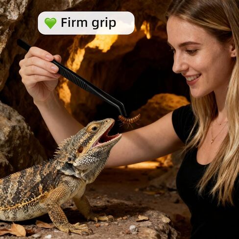 ملاقط احترافية لأحواض السمك، من الفولاذ المقاوم للصدأ المتفحم باللون الأسود، طرف مسنن، تصميم منحني لتغذية الزواحف، صيانة الخزان، ملقط تغذية الزواحف المضاد للانزلاق للنباتات المائية والسحالي والثعابين in Kuwait