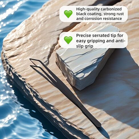 ملاقط احترافية لأحواض السمك، من الفولاذ المقاوم للصدأ المتفحم باللون الأسود، طرف مسنن، تصميم منحني لتغذية الزواحف، صيانة الخزان، ملقط تغذية الزواحف المضاد للانزلاق للنباتات المائية والسحالي والثعابين in Kuwait