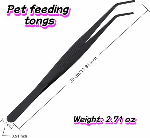 ملاقط احترافية لأحواض السمك، من الفولاذ المقاوم للصدأ المتفحم باللون الأسود، طرف مسنن، تصميم منحني لتغذية الزواحف، صيانة الخزان، ملقط تغذية الزواحف المضاد للانزلاق للنباتات المائية والسحالي والثعابين in Kuwait