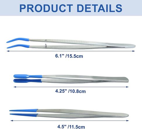 3 Pack Curved Tweezers, Silicone Rubber Bent Tip PVC Coated Soft Tip Tweezers, Non Marring Stainless Steel Tools for Jewelry Crafts/Electronics in Kuwait