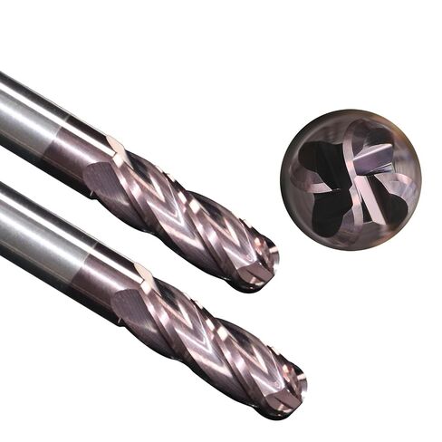 Tools Carbide Ball End Mill Bits, 4 Flutes TISIN Coating, Cutting for Alloy Steel, Hardened Steel Stainless Steel, 1/4" Shank,(1/4-2.5" 2pcs) in Kuwait