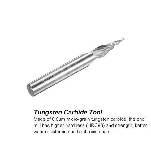 uxcell Tapered Ball Nose End Mill, Uncoated Solid Carbide 2 Flute Spiral Milling Cutter, 0.25mm Radius, 0.5mm Diameter, 6mm Shank, 50mm Length, 20 Degree Angle in Saudi Arabia