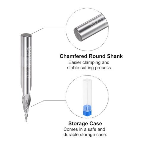 uxcell Tapered Ball Nose End Mill, Uncoated Solid Carbide 2 Flute Spiral Milling Cutter, 0.25mm Radius, 0.5mm Diameter, 6mm Shank, 50mm Length, 20 Degree Angle in Saudi Arabia