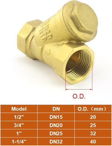 صمام فلتر نحاسي من النوع Y 1/2 بوصة 3/4 بوصة 1 بوصة 1-1/4 بوصة، خيط داخلي، DN15/DN20/DN25/DN32، مناسب للمياه (3/4 بوصة) in Saudi Arabia