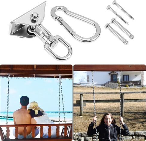 QWORK 304 Stainless Steel Hammock Hanging Kit - 1000 lbs Capacity, 360° Rotating Swivel Hook, for Punching Bag, Yoga in Saudi Arabia