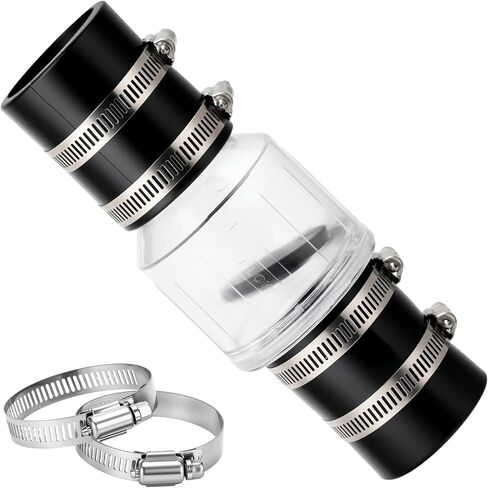 صمام فحص مضخة مستنقع صامت 1-1/2 بوصة، صمام فحص هادئ محمّل بنابض لمنع التدفق الخلفي، جسم شفاف مع مشابك من الفولاذ المقاوم للصدأ، يناسب أنبوب 1-1/2 بوصة in Kuwait