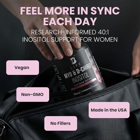 Myo-Inositol & D-Chiro Inositol 40:1 for Women | Inositol Supplement for Women | Hormone Balance, Fertility & Cycle | Vitamin B8, Insulin & Flo Ovarian Support | 120 Caps in Kuwait