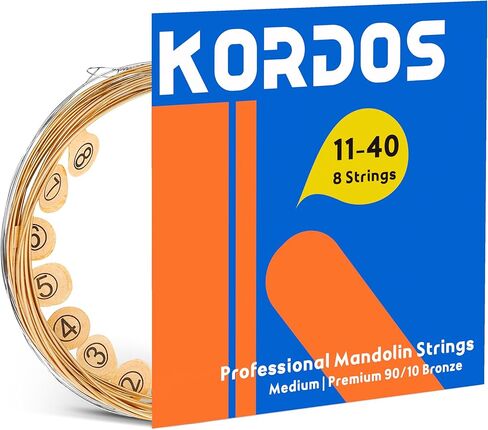 Mandolin Strings, Vaccum-Sealed Packing Extended Life, for Mandolin- 90/10 Bronze Wound, Coated, Loop End, Hex Carbon Steel Core, Medium Gauge, 11-40 in Kuwait
