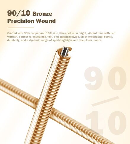 Mandolin Strings, Vaccum-Sealed Packing Extended Life, for Mandolin- 90/10 Bronze Wound, Coated, Loop End, Hex Carbon Steel Core, Medium Gauge, 11-40 in Kuwait