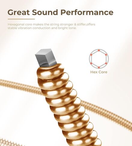 Mandolin Strings, Vaccum-Sealed Packing Extended Life, for Mandolin- 90/10 Bronze Wound, Coated, Loop End, Hex Carbon Steel Core, Medium Gauge, 11-40 in Kuwait