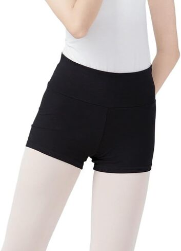 سراويل الباليه النسائية للرقص، سراويل قصيرة من القطن عالية الخصر للتمرين واليوجا، سراويل قصيرة للرقص المشجع الصلبة in Kuwait