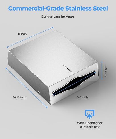 Paper Towel Dispenser Wall Mount, Brushed Stainless Steel Commercial Paper Towel Holder with Lock for Multifold/Trifold Towels, Large Capacity for Bathrooms & Public Places in Kuwait