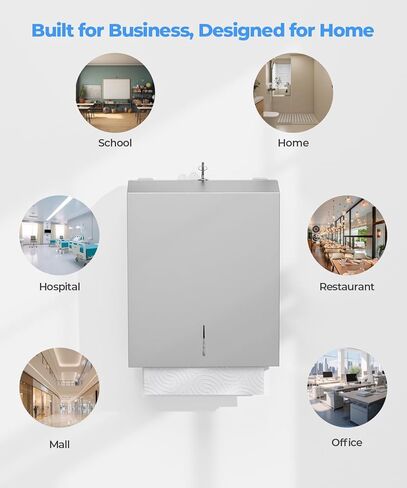 Paper Towel Dispenser Wall Mount, Brushed Stainless Steel Commercial Paper Towel Holder with Lock for Multifold/Trifold Towels, Large Capacity for Bathrooms & Public Places in Kuwait