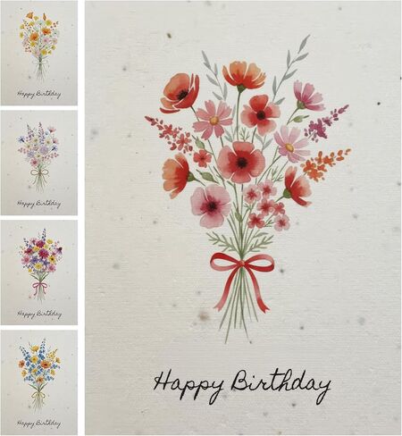 Seed Paper Thank You Cards – 4 Plantable Bouquet Inserts with Wildflower Seeds, 4 Greeting Cards & Envelopes, Unique Gift for Birthdays & Special Occasions in Kuwait