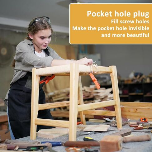 100PCS Solid Wood Pocket Hole Plugs, 3/8 Inch Pine Wood Plugs Pocket Screw Jig Woodworking Tool for Pocket Hole Jig Accessories Various Woodworking Projects Practical Tools in Kuwait