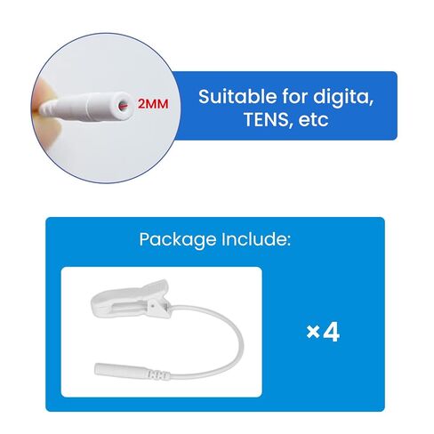 4 Pcs Ear Clip Electrode Lead Wires, 2.0mm Pin Snap Connection Compatible with Most TENS EMS Units in Kuwait