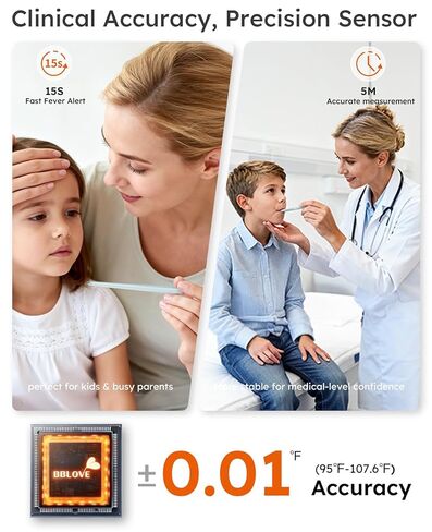ميزان حرارة رقمي للبالغين والأطفال والرضع، ميزان حرارة محمول للأطفال مع حقيبة شحن مغناطيسية، فحص سريع للحمى في 15 ثانية، قراءة دقيقة تحت الإبط 5 أمتار، شاشة LED، تنبيه اهتزاز صامت in Kuwait