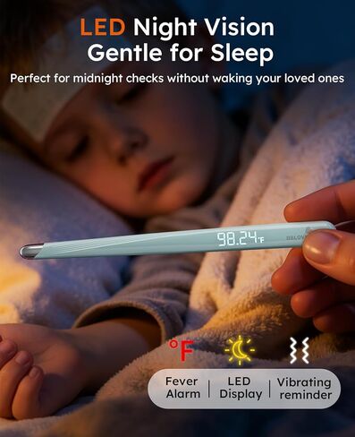 ميزان حرارة رقمي للبالغين والأطفال والرضع، ميزان حرارة محمول للأطفال مع حقيبة شحن مغناطيسية، فحص سريع للحمى في 15 ثانية، قراءة دقيقة تحت الإبط 5 أمتار، شاشة LED، تنبيه اهتزاز صامت in Kuwait