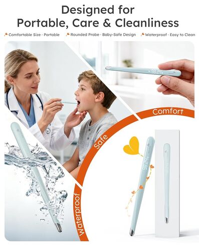 ميزان حرارة رقمي للبالغين والأطفال والرضع، ميزان حرارة محمول للأطفال مع حقيبة شحن مغناطيسية، فحص سريع للحمى في 15 ثانية، قراءة دقيقة تحت الإبط 5 أمتار، شاشة LED، تنبيه اهتزاز صامت in Kuwait