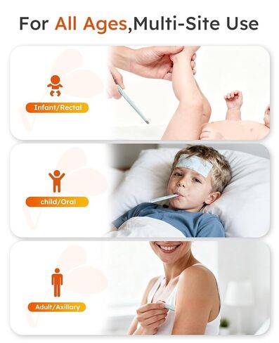 ميزان حرارة رقمي للبالغين والأطفال والرضع، ميزان حرارة محمول للأطفال مع حقيبة شحن مغناطيسية، فحص سريع للحمى في 15 ثانية، قراءة دقيقة تحت الإبط 5 أمتار، شاشة LED، تنبيه اهتزاز صامت in Kuwait