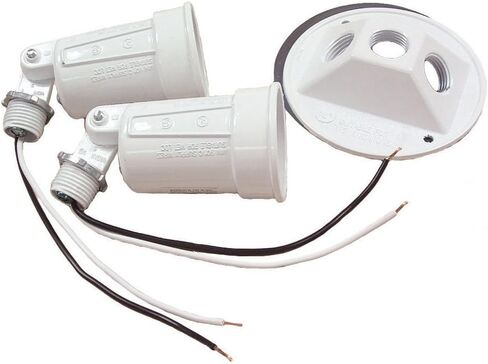 Hubbell-Bell 5625-1 5625 Combination Weatherproof Lamp Holder, 75-150 W, Par38, Metal, White in Saudi Arabia