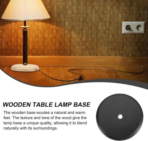 PATIKIL 5.25" x 1.2" Wooden Lamp Base, 2pcs Round Solid Wooden Base Wood Desk Lamp Display Stand Replacement for Bedroom Bedside Table Lamps DIY, Black in Saudi Arabia