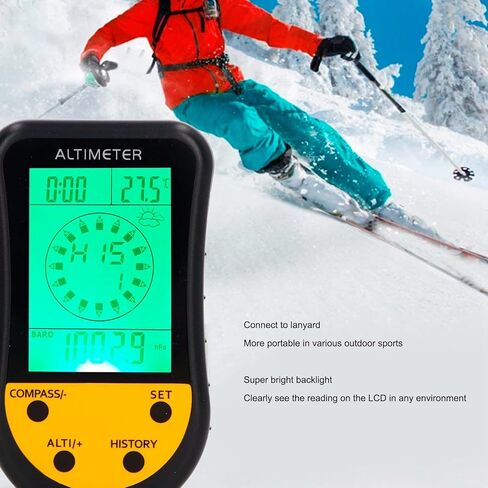 Fafeicy Digital Altimeter, Multifunction LCD Compass Barometer Thermometer with Super Bright Backlight, for Outdoor Sports Hiking Camping in Saudi Arabia