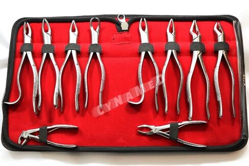 Set of 10 Each German Stainless Oral Dental Extraction EXTRACTING Forceps Dental Instruments CYNAMED Brand in Kuwait