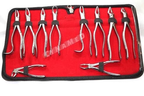 Set of 10 Each German Stainless Oral Dental Extraction EXTRACTING Forceps Dental Instruments CYNAMED Brand in Kuwait