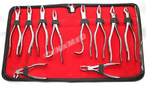 Set of 10 Each German Stainless Oral Dental Extraction EXTRACTING Forceps Dental Instruments CYNAMED Brand in Kuwait