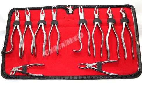 Set of 10 Each German Stainless Oral Dental Extraction EXTRACTING Forceps Dental Instruments CYNAMED Brand in Kuwait