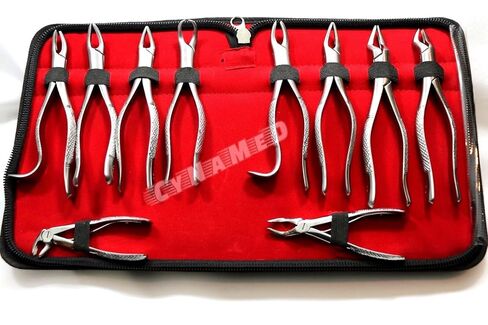 Set of 10 Each German Stainless Oral Dental Extraction EXTRACTING Forceps Dental Instruments CYNAMED Brand in Kuwait