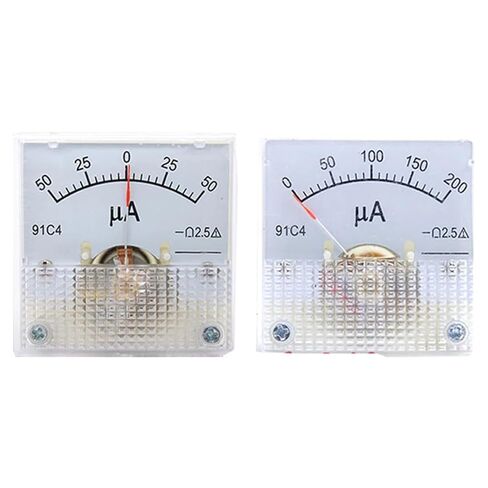 تيار مستمر ميكرومتر 91C4 0-100uA مستطيل لوحة التناظرية مقياس التيار الكهربائي فئة 2.5 45*45 مللي متر 1 قطعة (200UA) in Saudi Arabia