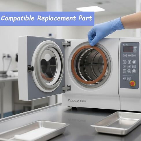 Pelton & Crane OCM-Type Autoclave Door Gasket – 8.250" OD Silicone Replacement Seal – Compatible Autoclave Part PCG014 – Single Gasket in Kuwait