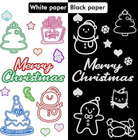 Shuttle Art Double Line Outline Permanent Markers, 28 Colors Squiggles Shimmer Markers Set, Self Outline Metallic Marker Pens for Art, Drawing, Doodling, Card Making, Christmas Card, DIY Crafts in Kuwait