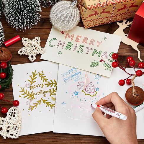 Shuttle Art Double Line Outline Permanent Markers, 28 Colors Squiggles Shimmer Markers Set, Self Outline Metallic Marker Pens for Art, Drawing, Doodling, Card Making, Christmas Card, DIY Crafts in Kuwait