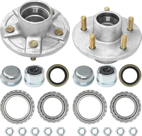 2 مجموعات 3500 رطل Trailer Hub Kit 5 زوج 4.5 "، 5 Lug Axle Trailer Hub FIT 1-1/16" إلى 1-3/8 "مغزل مدبب المقطورة ، محاور مقطورة القوارب ، 5 LUG TRAILER HUB KIT 22017K in Kuwait