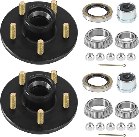 2 Sets 3500Lbs Trailer Hub Kit 5 Pair 4.5",5 Lug Axle Trailer Hub Fit 1-1/16" to 1-3/8" Trailer Tapered Spindle, Boat Trailer Hubs, 5 Lug Trailer Wheel Hub Kit 22017K in Kuwait