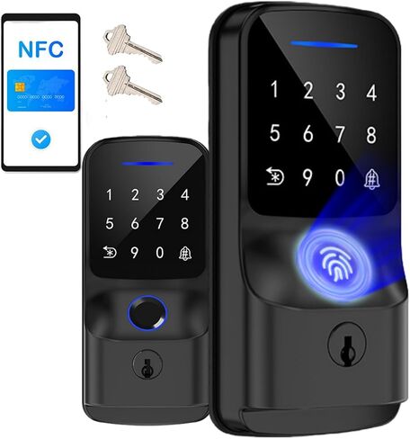 Fingerprint Smart Deadbolt Lock with WiFi, Keyless Entry Door Lock with Keypad & Key, App Control, Auto Lock, Waterproof Electronic Deadbolt for Apartment & Airbnb in Saudi Arabia
