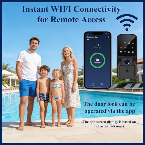 Fingerprint Smart Deadbolt Lock with WiFi, Keyless Entry Door Lock with Keypad & Key, App Control, Auto Lock, Waterproof Electronic Deadbolt for Apartment & Airbnb in Saudi Arabia